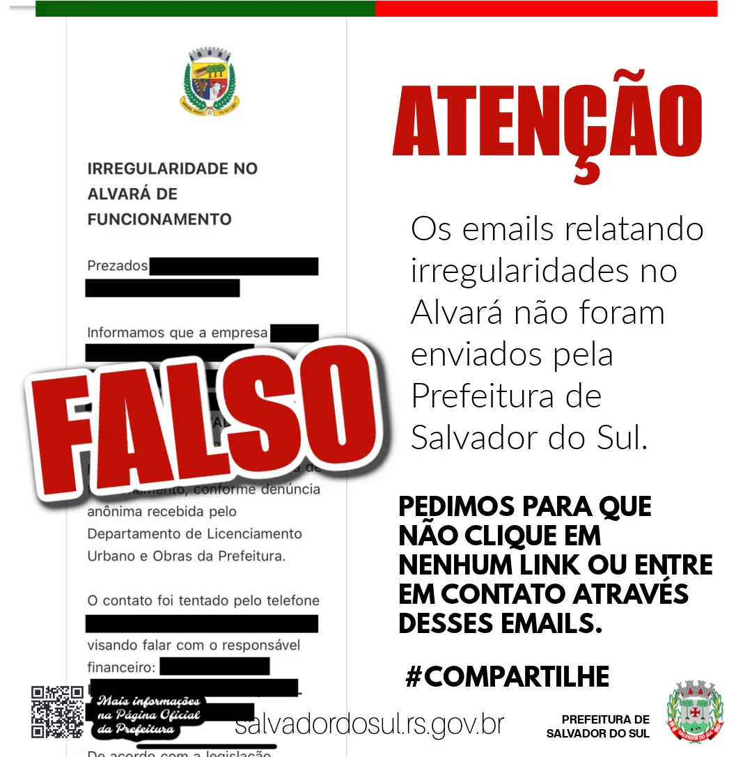 Prefeitura alerta para golpe com e-mail falso sobre irregularidades no alvar