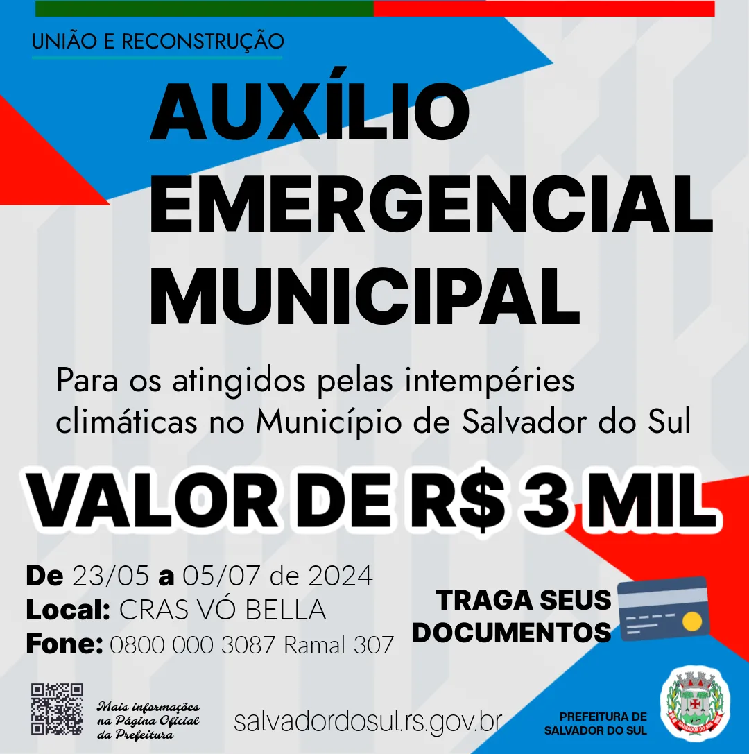 Prefeitura de Salvador do Sul informa famlias desabrigadas para cadastro do Auxlio Emergencial Municipal a partir de hoje