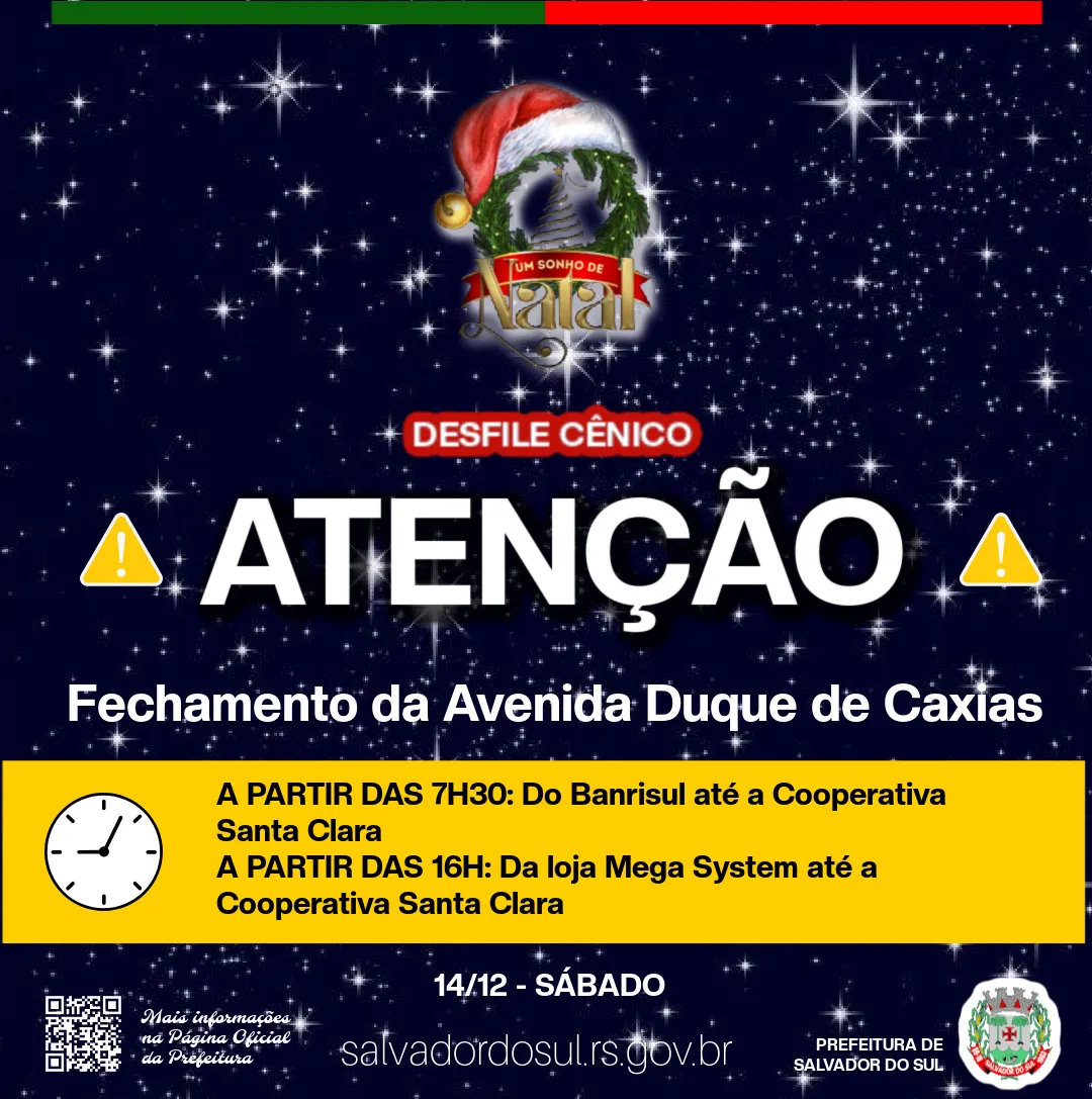 Trnsito em Salvador do Sul sofre alteraes durante Desfile Cnico de Natal; confira mudanas